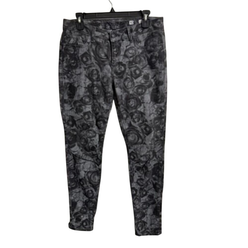 Miss Me Jeans Grey Rose Abstract Pattern Denim Skinny Jeans - Women's Size 30